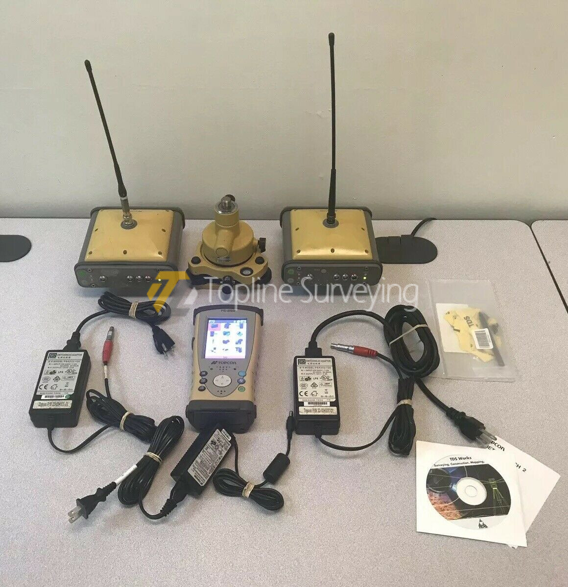 Topcon Hiper Pro GPS GLONASS RTK Base & Rover Receiver Set W Topcon FC-250 Lite